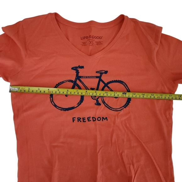 LIFE IS GOOD Freedom Bicycle Graphic Long Sleeve Tee orange xs - Picture 9 of 11